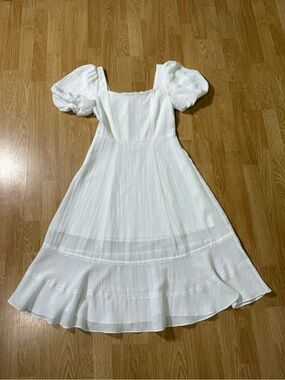 J.ING White Ruffled Sleeve Dress - Size S